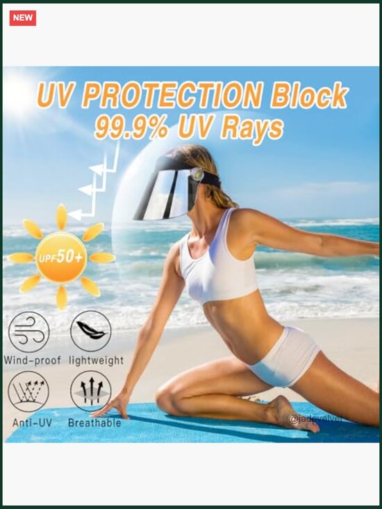 UPF 50+ Sun Visor Hat - Adjustable Strap for Hiking Golf Tennis Outdoors main image 5